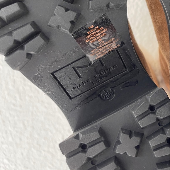 NEW Marc Fisher Sherpa Suede Leather Lug Sole Heel Platform Boot Brown Tan - Picture 10 of 12